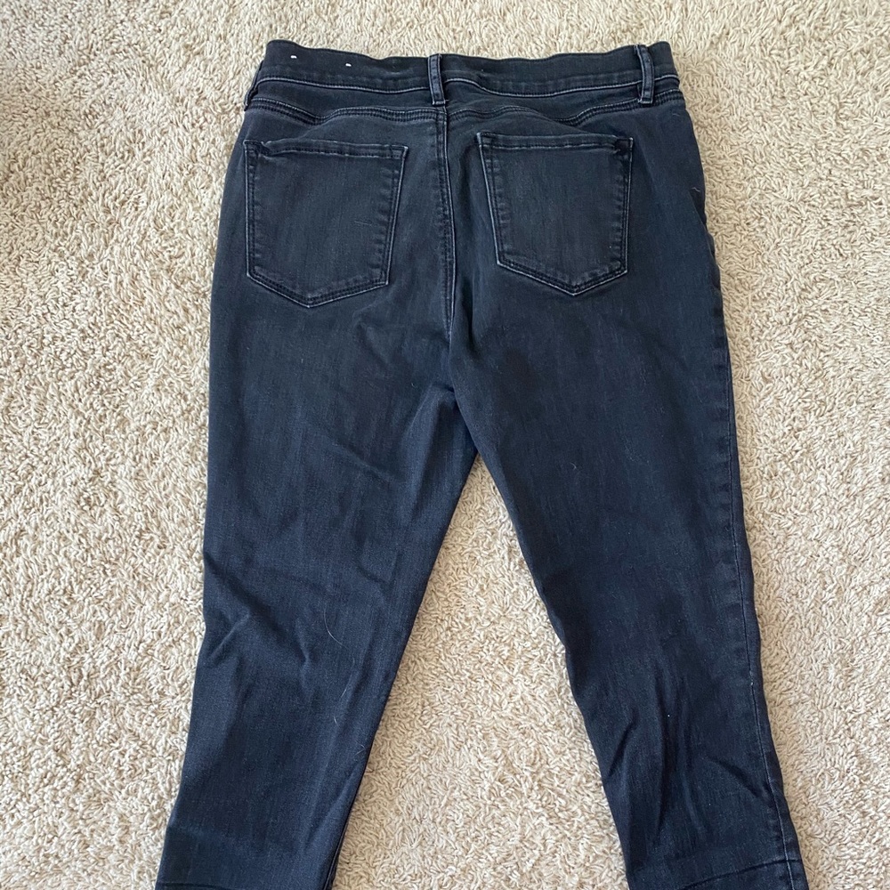 Black denim with bottom detailing/fraying